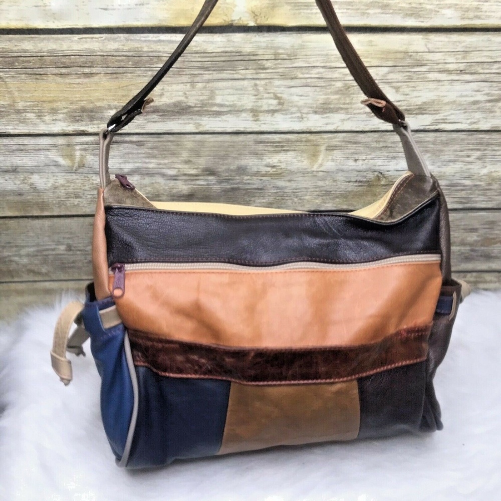 Multicolor Patchwork Genuine Leather Large Should… - image 5